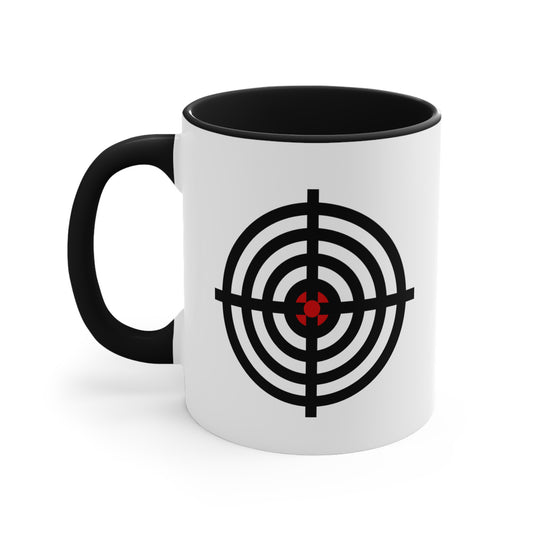 Gun Sight Reticle Coffee Mug - Double Sided Black Accent White Ceramic 11oz by TheGlassyLass.com