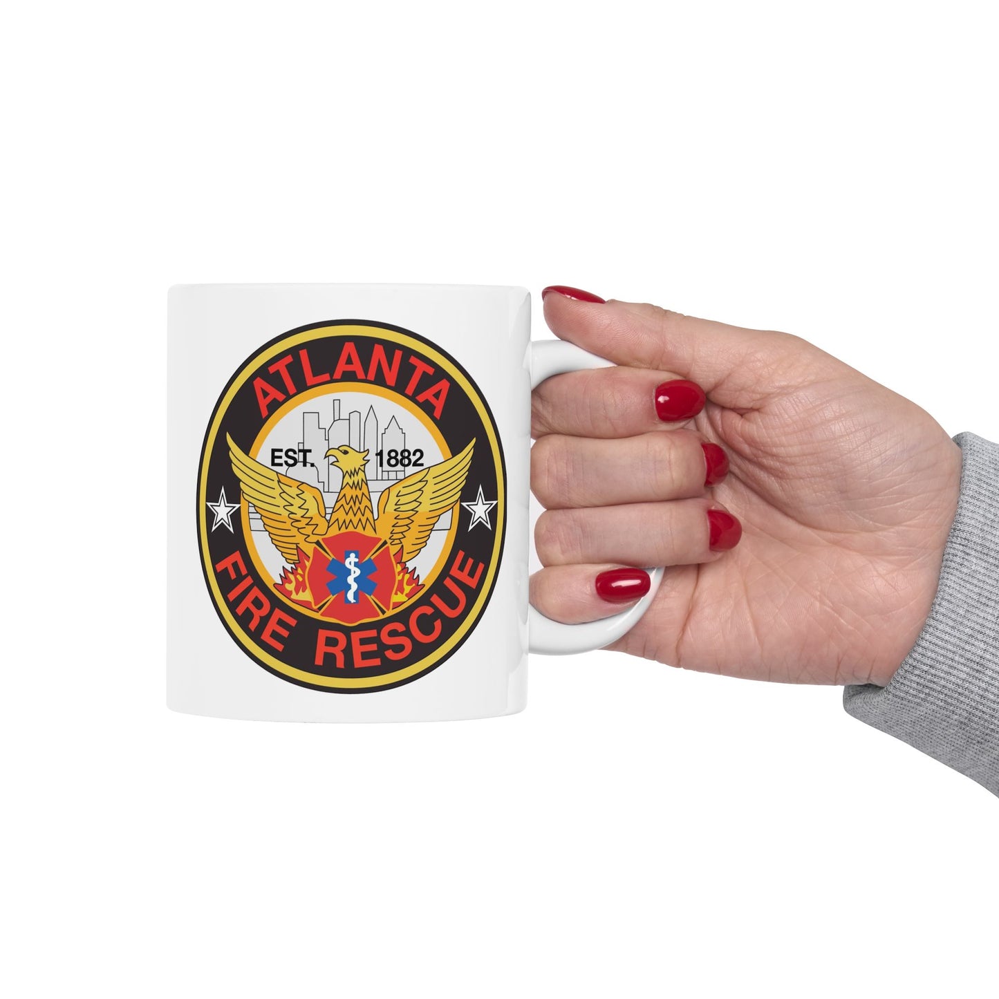 Atlanta Fire Department Coffee Mug - Double Sided White Ceramic 11oz by TheGlassyLass