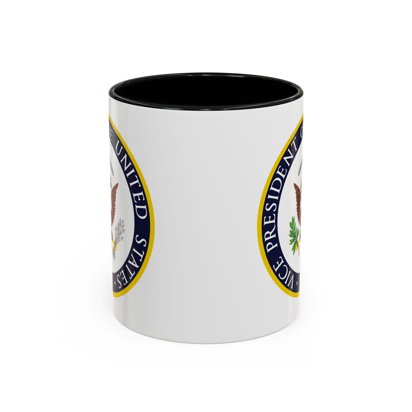 Vice President of the United States Seal Coffee Mug - Double Sided Print, Black Accent White Ceramic, 11oz by TheGlassyLass.com