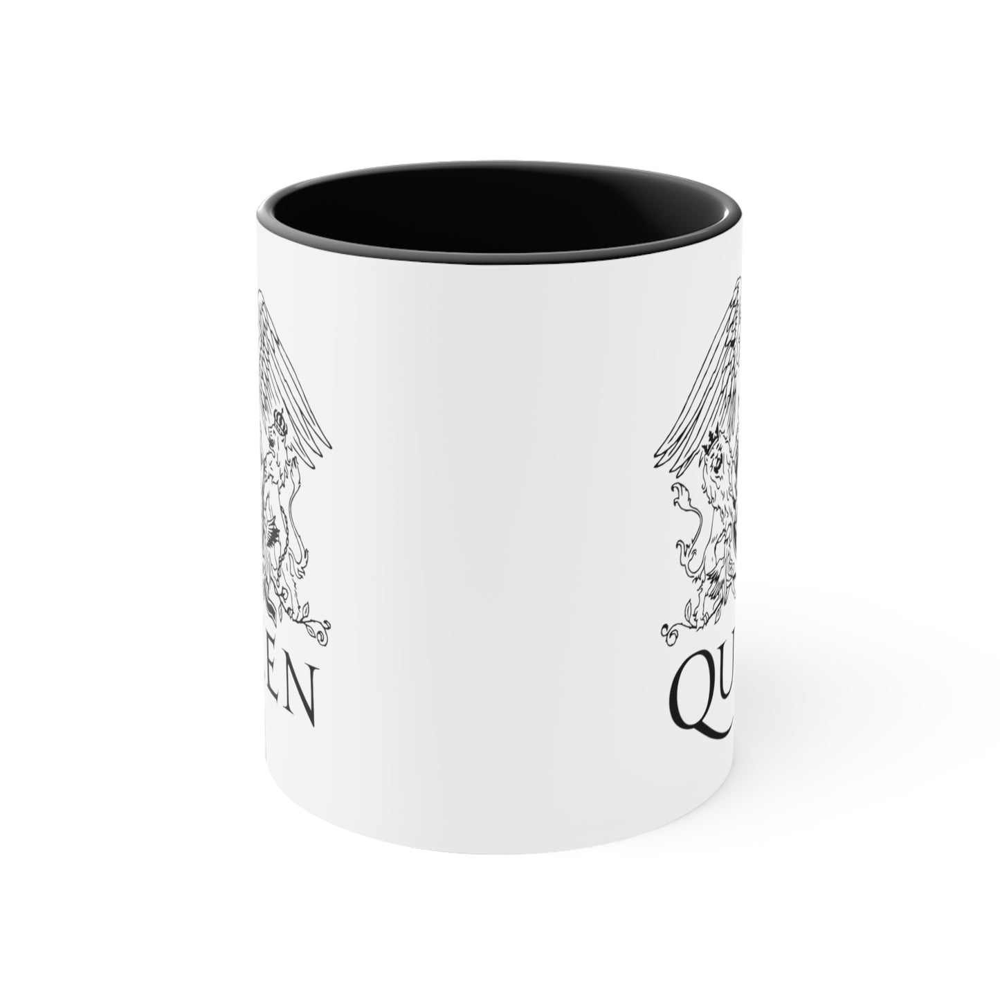 Queen Coffee Mug - Double Sided Black Accent White Ceramic 11oz by TheGlassyLass
