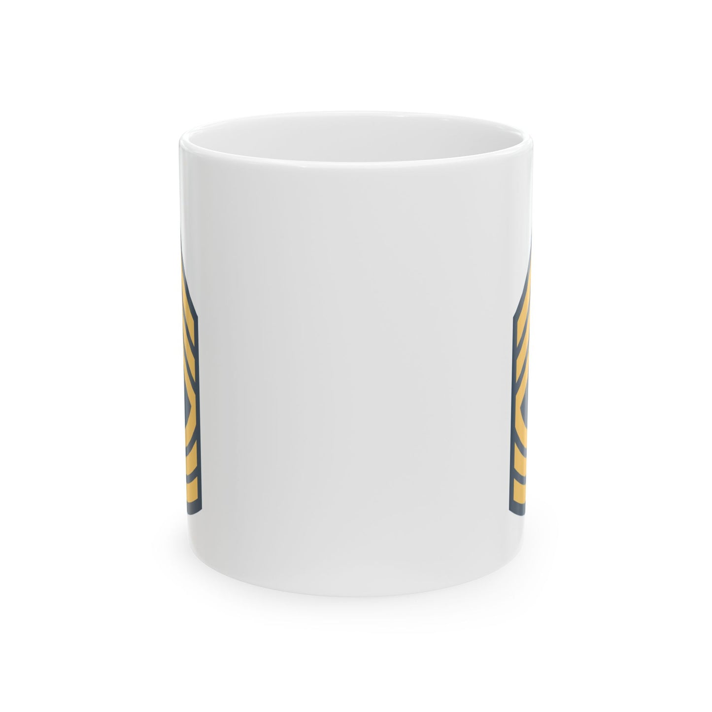 US Army Master Sergeant (E-8) Stripes Coffee Mug - Double Sided Print, White Ceramic, 11oz by TheGlassyLass.com