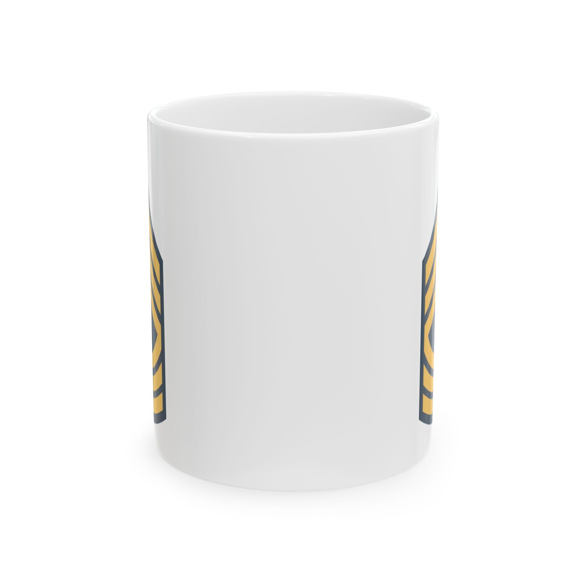 US Army Master Sergeant (E-8) Stripes Coffee Mug - Double Sided Print, White Ceramic, 11oz by TheGlassyLass.com