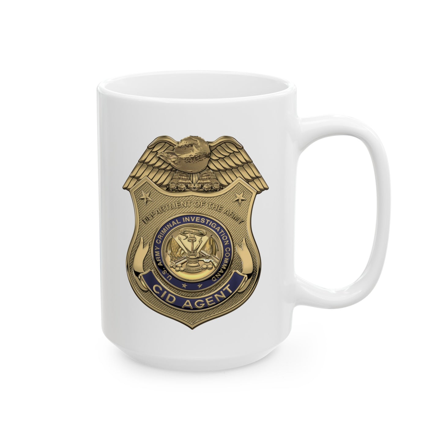 Army CID Agent Badge Coffee Mug - Double Sided White Ceramic 15oz by TheGlassyLass.com