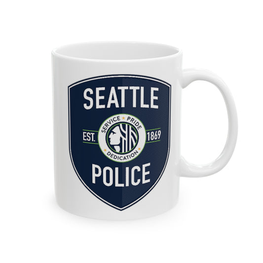 Seattle Police Coffee Mug - Double Sided White Ceramic 11oz by TheGlassyLass.com