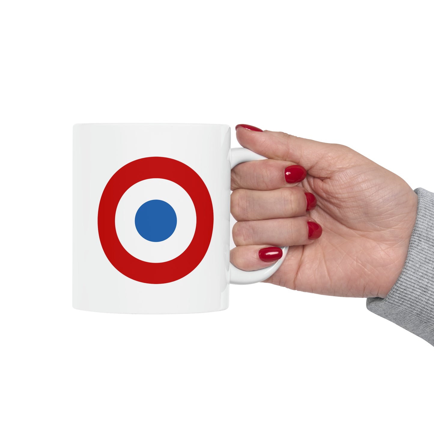French Air Force Roundel Coffee Mug - Double Sided White Ceramic 11oz - By TheGlassyLass.com