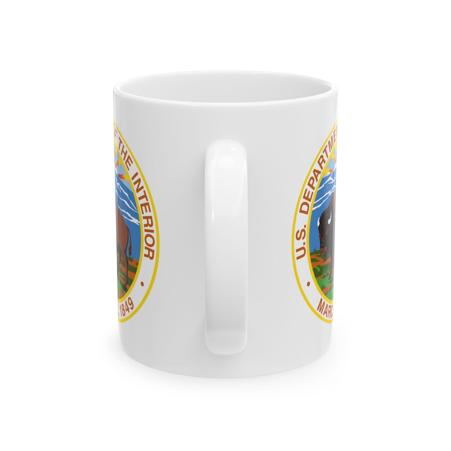 US Department of the Interior Coffee Mug - Double Sided Print, White Ceramic, 11oz by TheGlassyLass.com