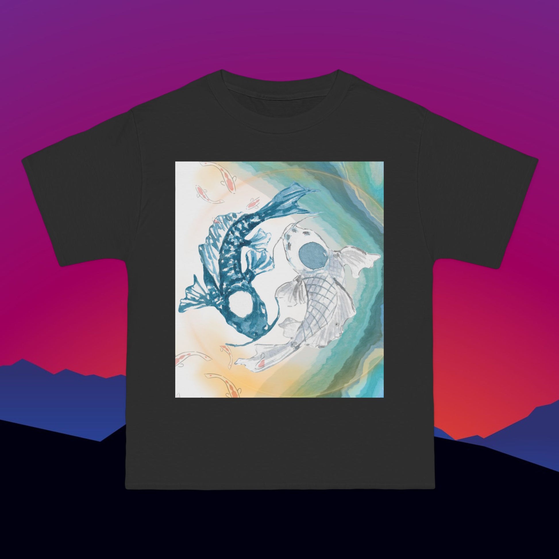 Playing Koi T-Shirt: (Hanes Beefy-T 100% Preshrunk Cotton Custom Printed by TheGlassyLass.com