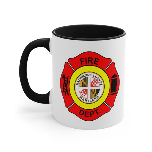 Baltimore Fire Department Coffee Mug - Double Sided Black Accent White Ceramic 11oz by TheGlassyLass