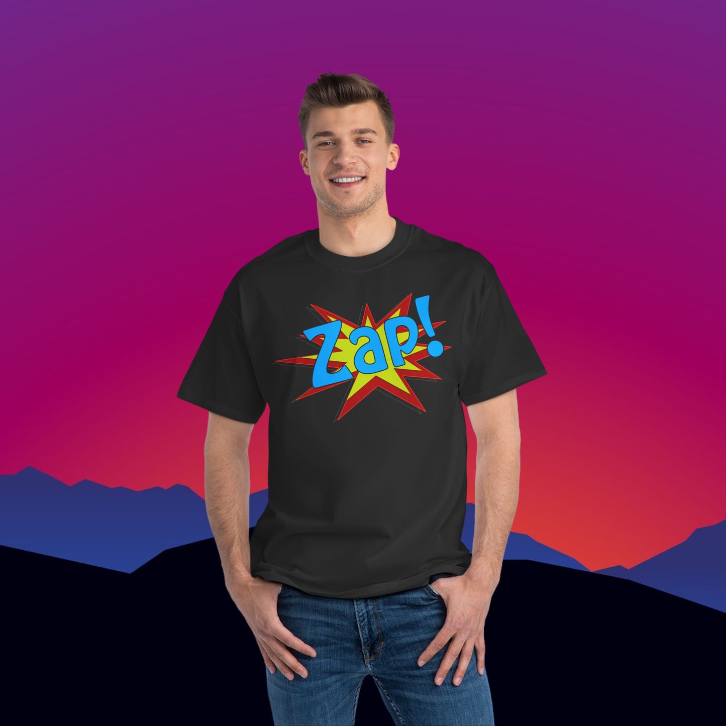 Zap T-Shirt: (Hanes Beefy-T 100% Preshrunk Cotton) Custom Printed by TheGlassyLass.com