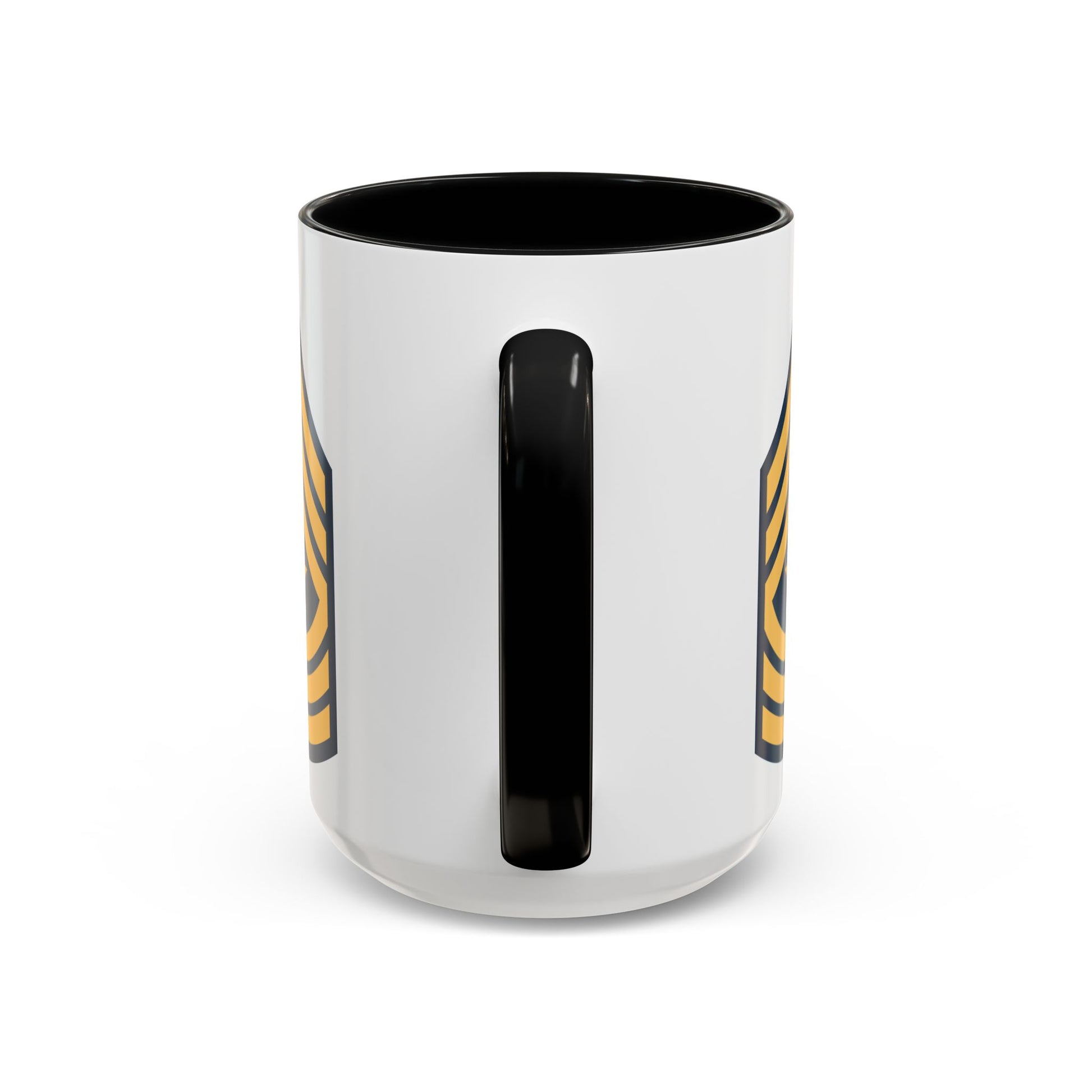US Army Sergeant Major (E-9) Stripes Coffee Mug - Double Sided Print, Black Accent White Ceramic, 15oz by TheGlassyLass.com