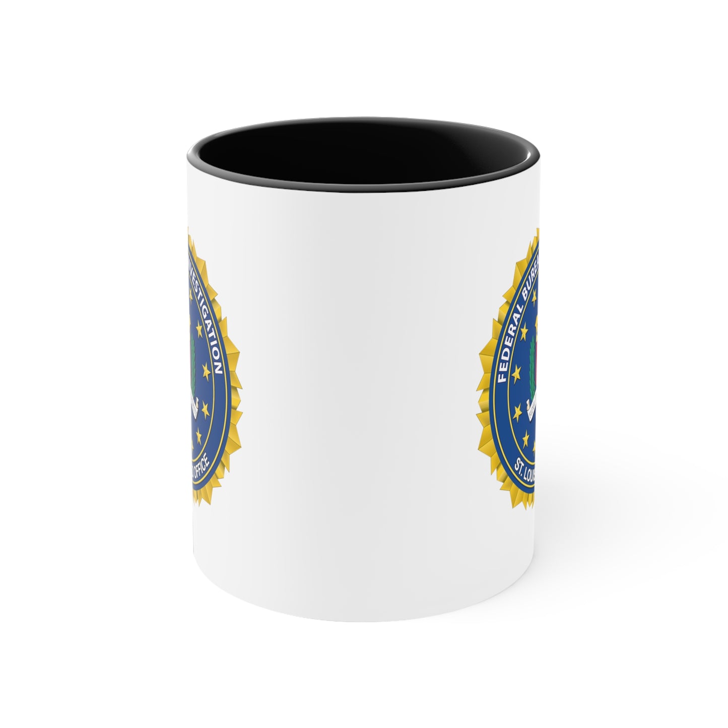 The FBI St. Louis Field Office Coffee Mug - Double Sided Black Accent Ceramic 11oz by TheGlassyLass.com