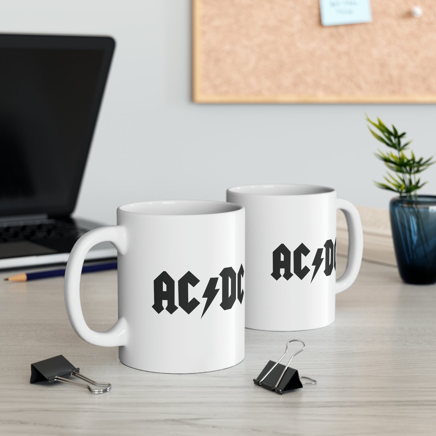 AC/DC Coffee Mug - Double Sided White Ceramic 11oz by TheGlassyLass.com