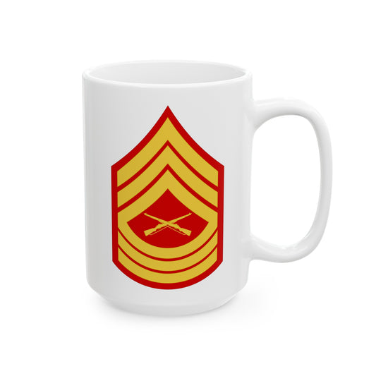 United States Marine Corps Master Sergeant (E-8) Chevron Coffee Mug - Double Sided White Ceramic 15oz - by TheGlassyLass.com