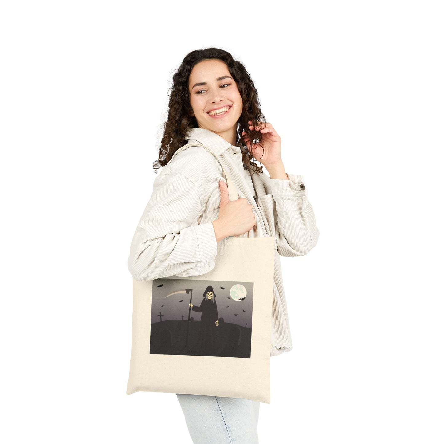 Deathsikle Haunted Halloween Trick or Treat Tote Bag - Heavyweight 100% Cotton Canvas by TheGlassyLass.com