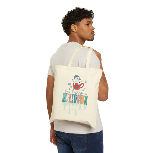 Having a Meltdown Snowman Christmas Tote Bag - Heavyweight 100% Cotton Canvas by TheGlassyLass.com