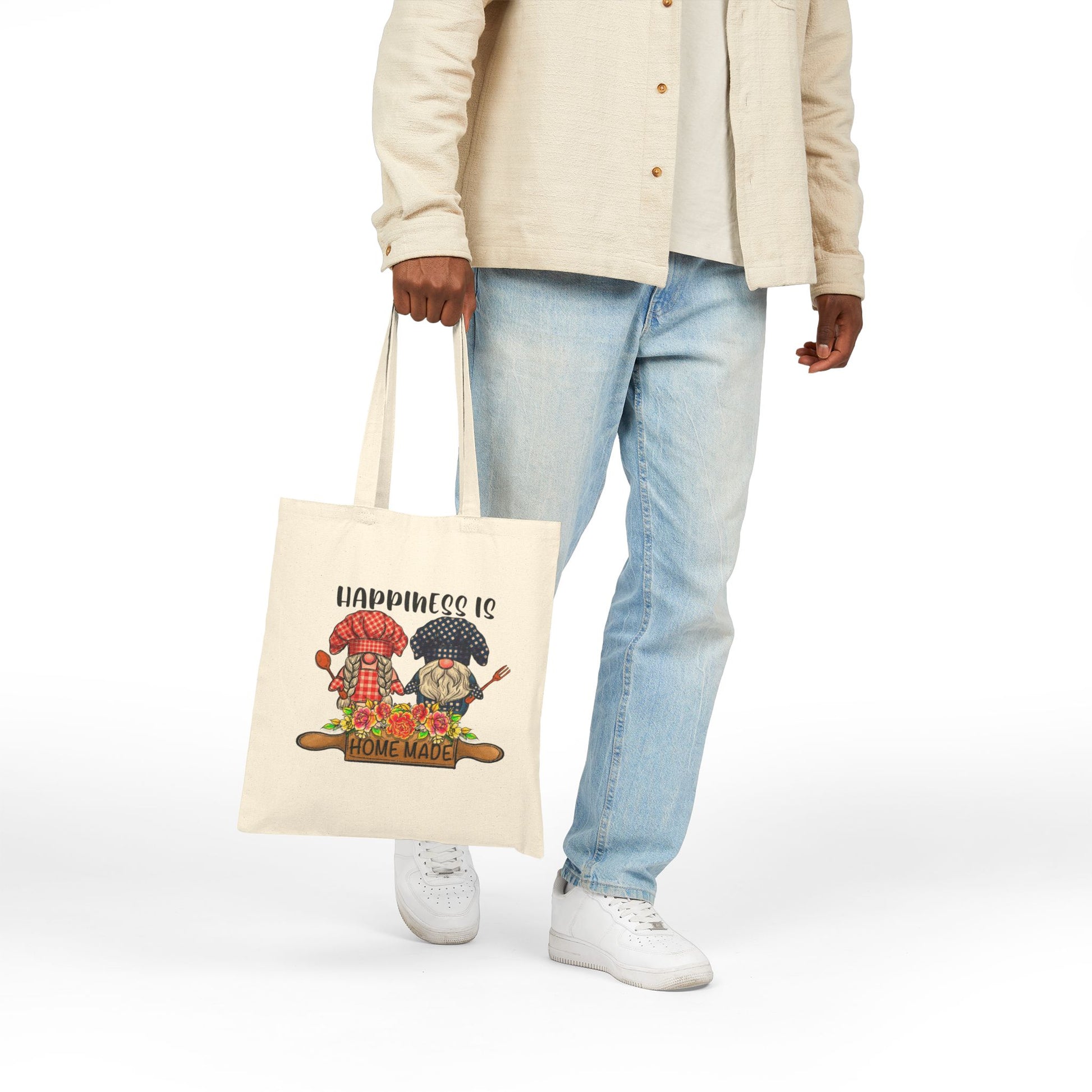 Happiness Is Gnome Made Logo Tote Bag - Heavyweight 100% Cotton Canvas by TheGlassyLass.com