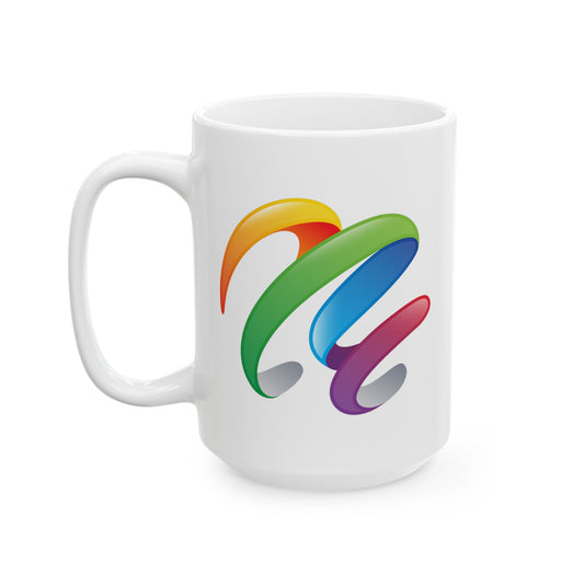 Rainbow Swirl Coffee Mug - Double Sided White Ceramic 15oz by TheGlassyLass.com