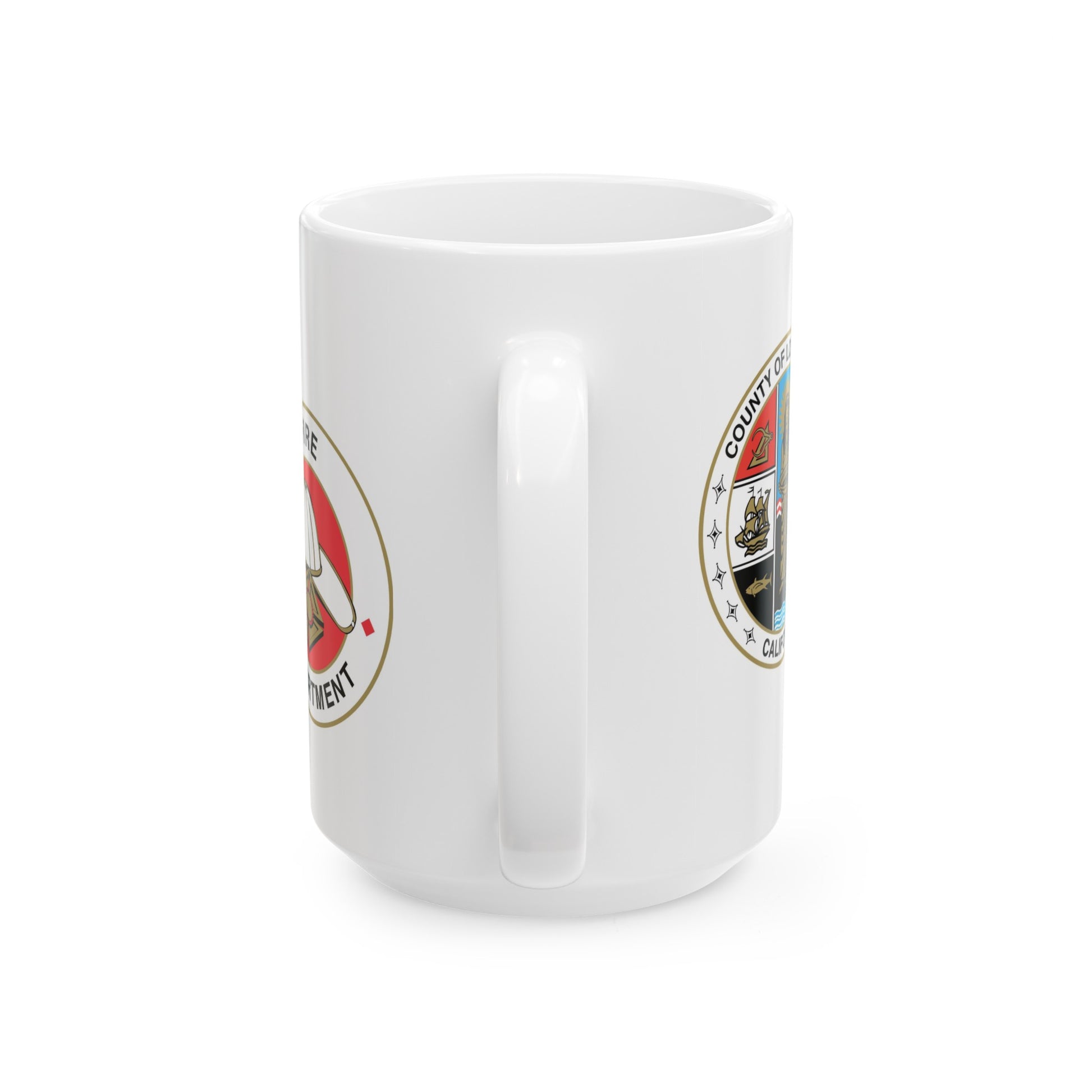 Los Angeles County Fire Department Coffee Mug - Double Sided Print White Ceramic Mug 15oz by TheGlassyLass.com