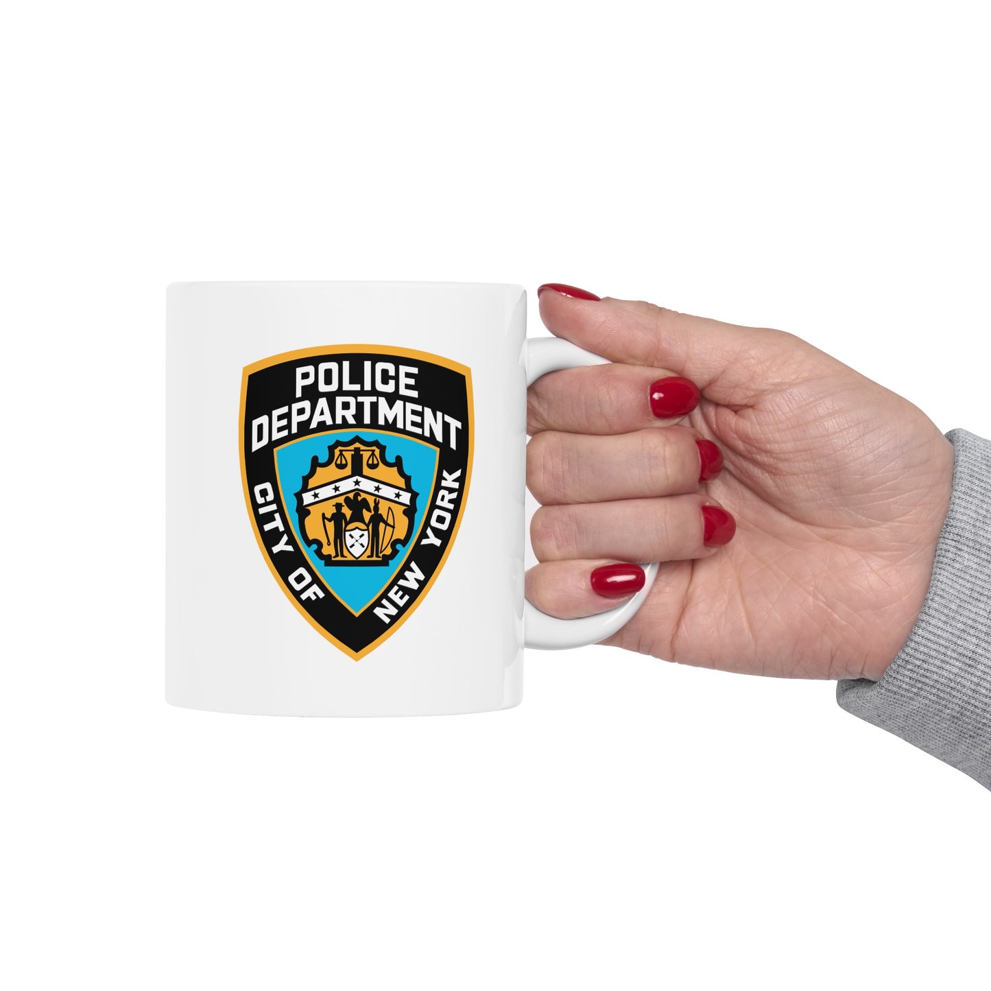 NYPD Logo Coffee Mug - Double Sided White Ceramic 11oz by TheGlassyLass.com