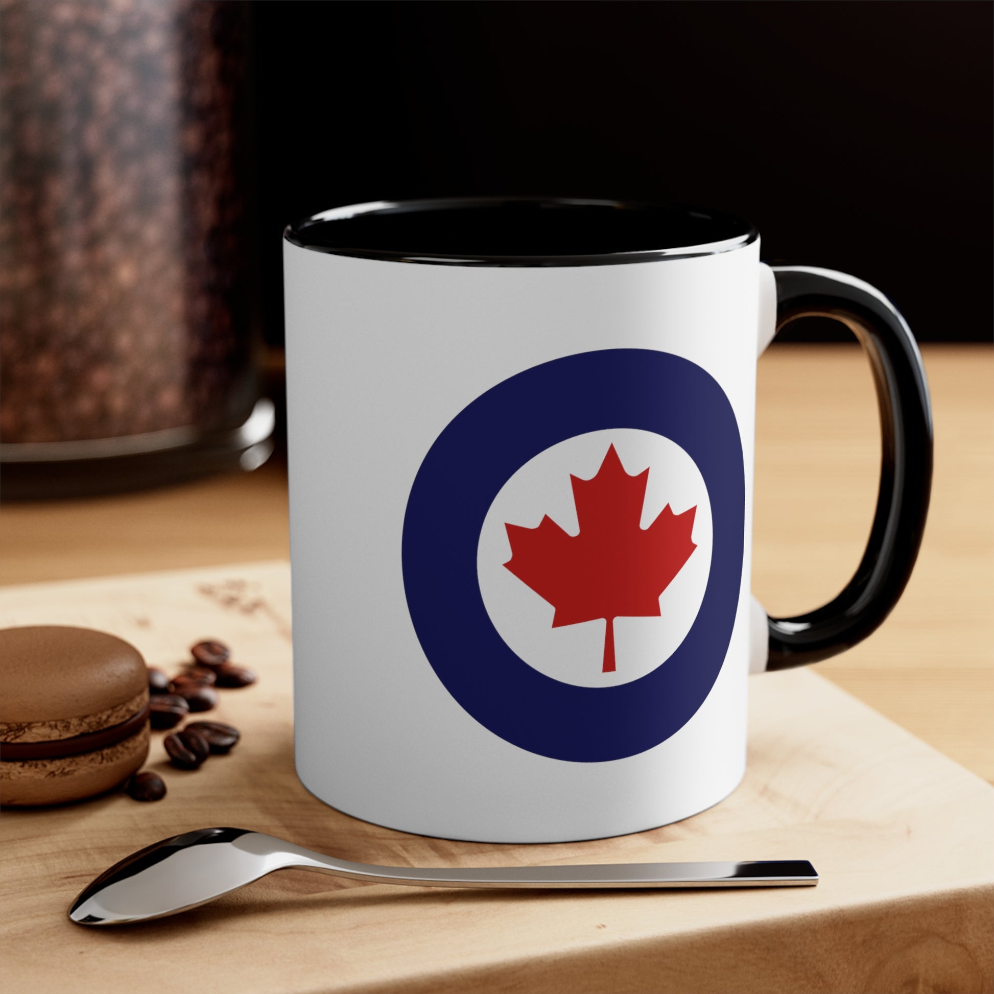 Canadian Force Roundel Coffee Mug - Double Sided Black Accent Ceramic 11oz - by TheGlassyLass.com