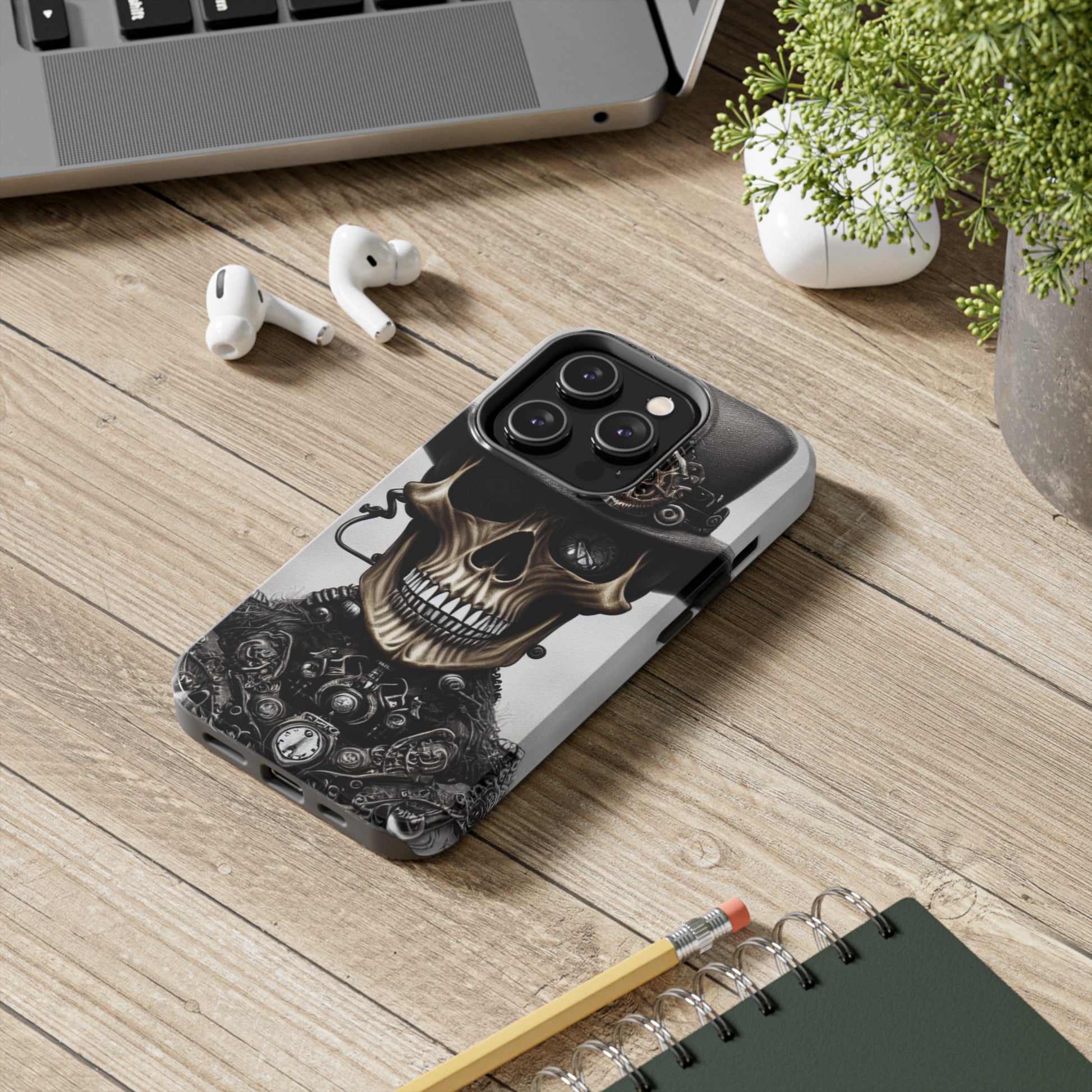 Steampunk Skull: iPhone Tough Case Design - Wireless Charging - Superior Protection - Original Designs by TheGlassyLass.com