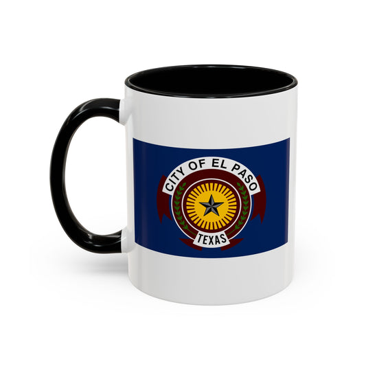 City of El Paso Seal Coffee Mug - Double Sided Print, Black Accent White Ceramic, 11oz by TheGlassyLass.com