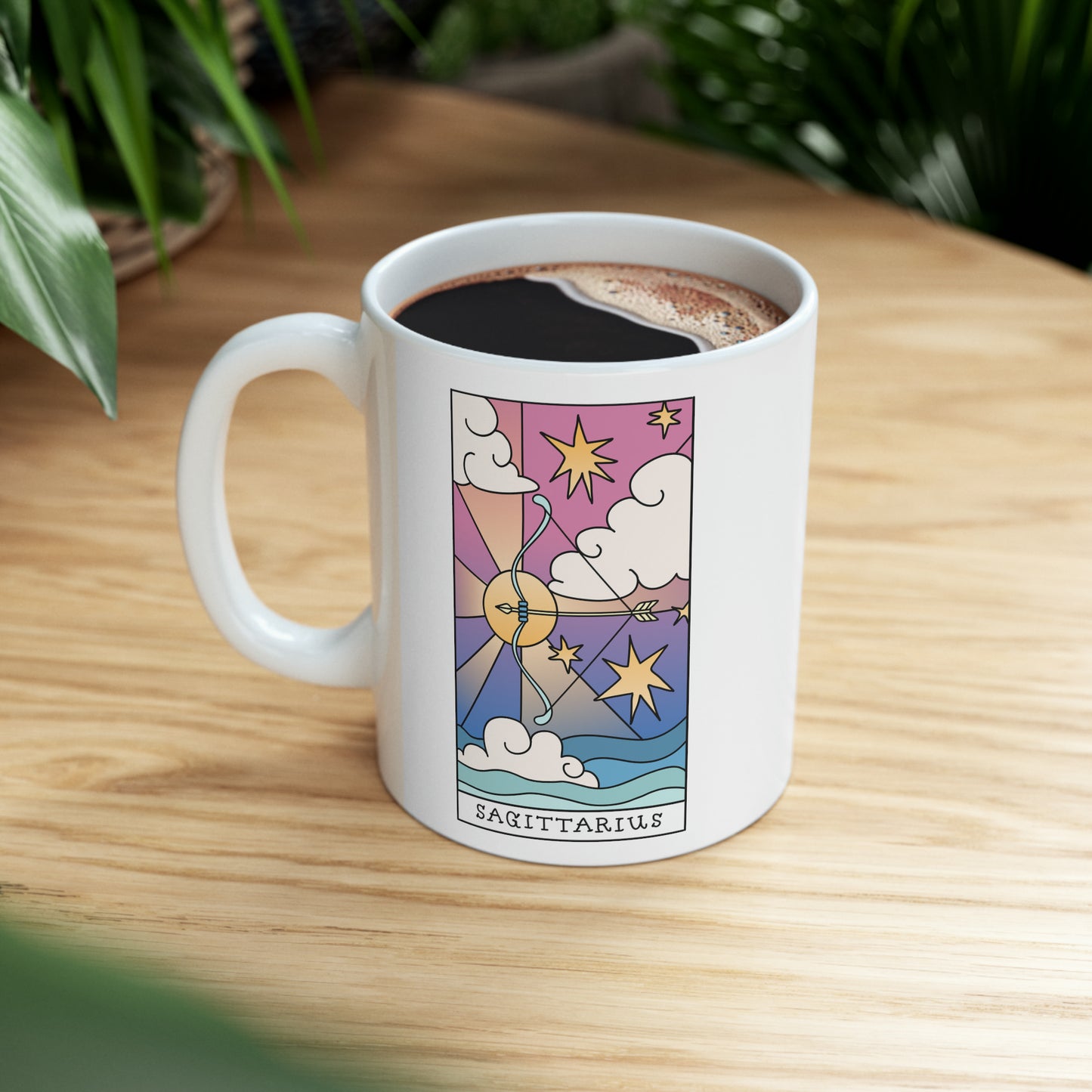 Sagittarius Card Coffee Mug - Double Sided 11oz White Ceramic by TheGlassyLass.com