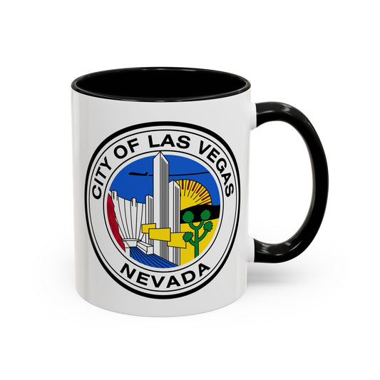 City of Las Vegas Seal Coffee Mug - Double Sided Print, Black Accent White Ceramic, 11oz by TheGlassyLass.com