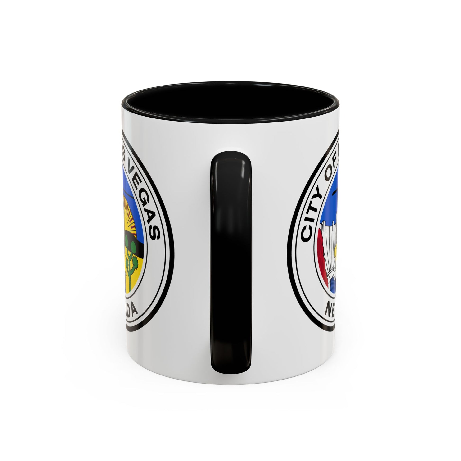 City of Las Vegas Seal Coffee Mug - Double Sided Print, Black Accent White Ceramic, 11oz by TheGlassyLass.com