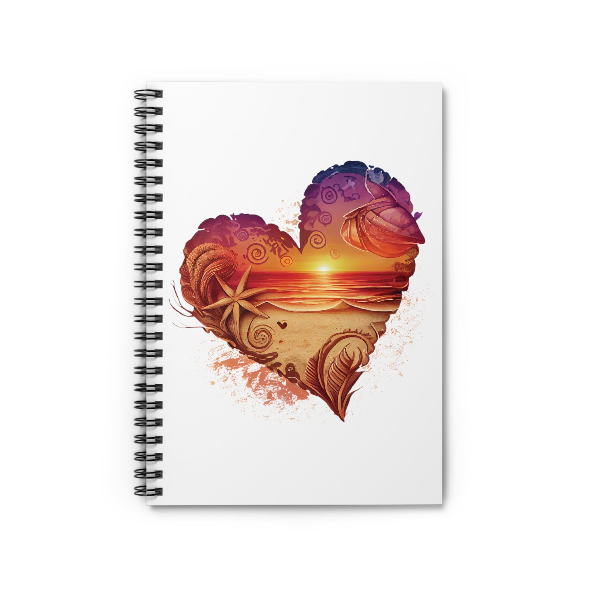 Beach Heart Sunset: Spiral Notebook - Log Books - Journals - Diaries - and More Custom Printed by TheGlassyLass