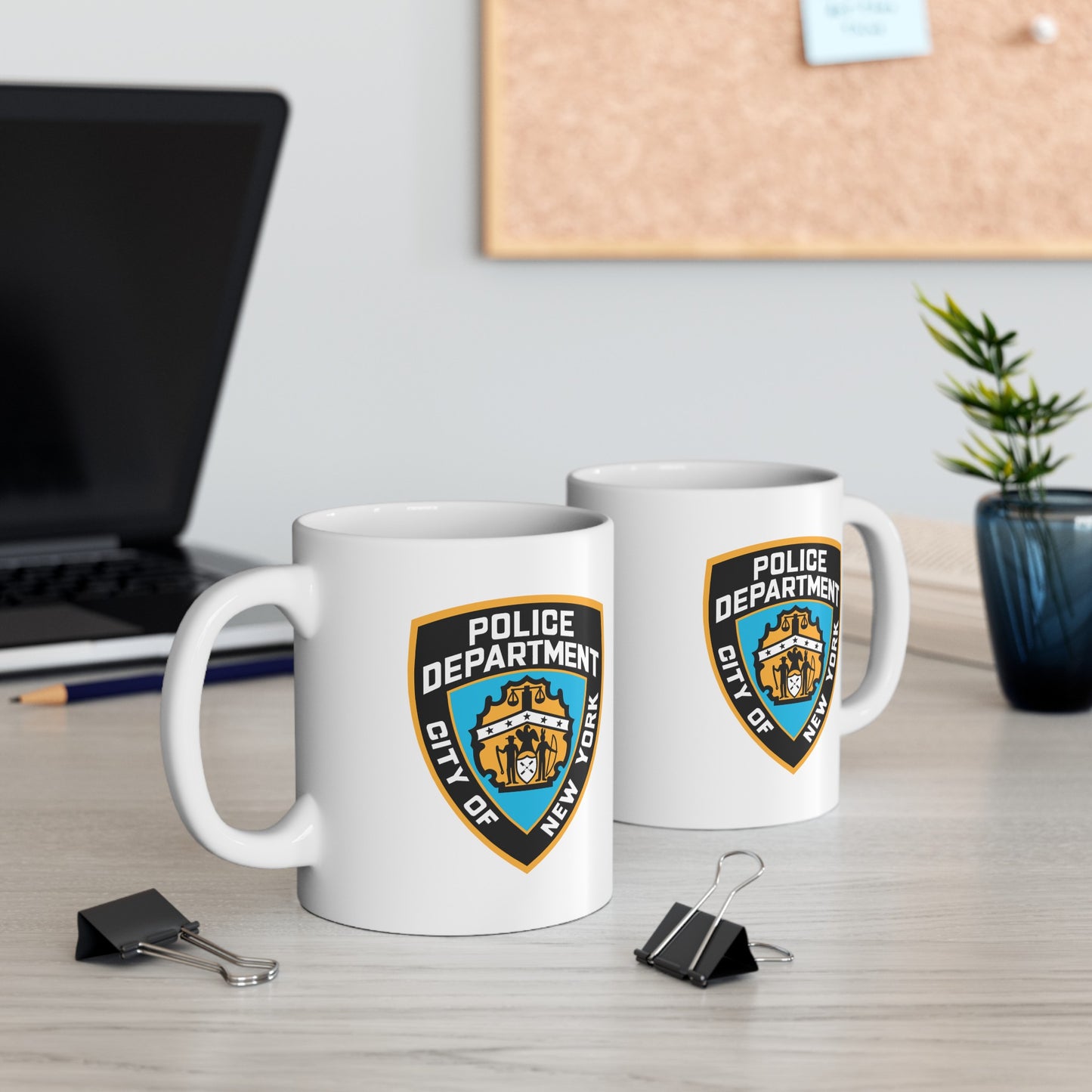 NYPD Logo Coffee Mug - Double Sided White Ceramic 11oz by TheGlassyLass.com