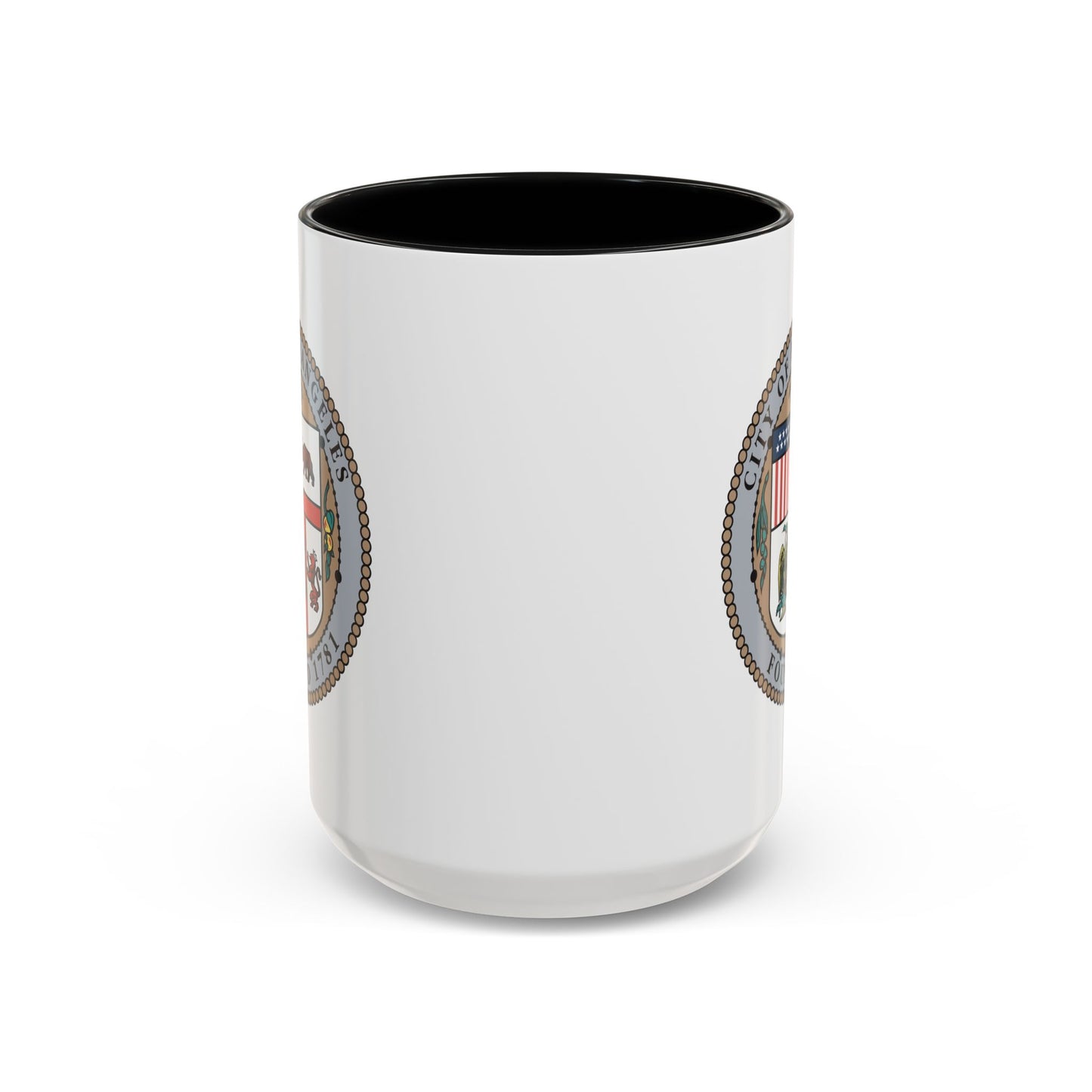 City of Los Angeles California Seal Coffee Mug - Double Sided Print, Black Accent White Ceramic, 15oz by TheGlassyLass.com