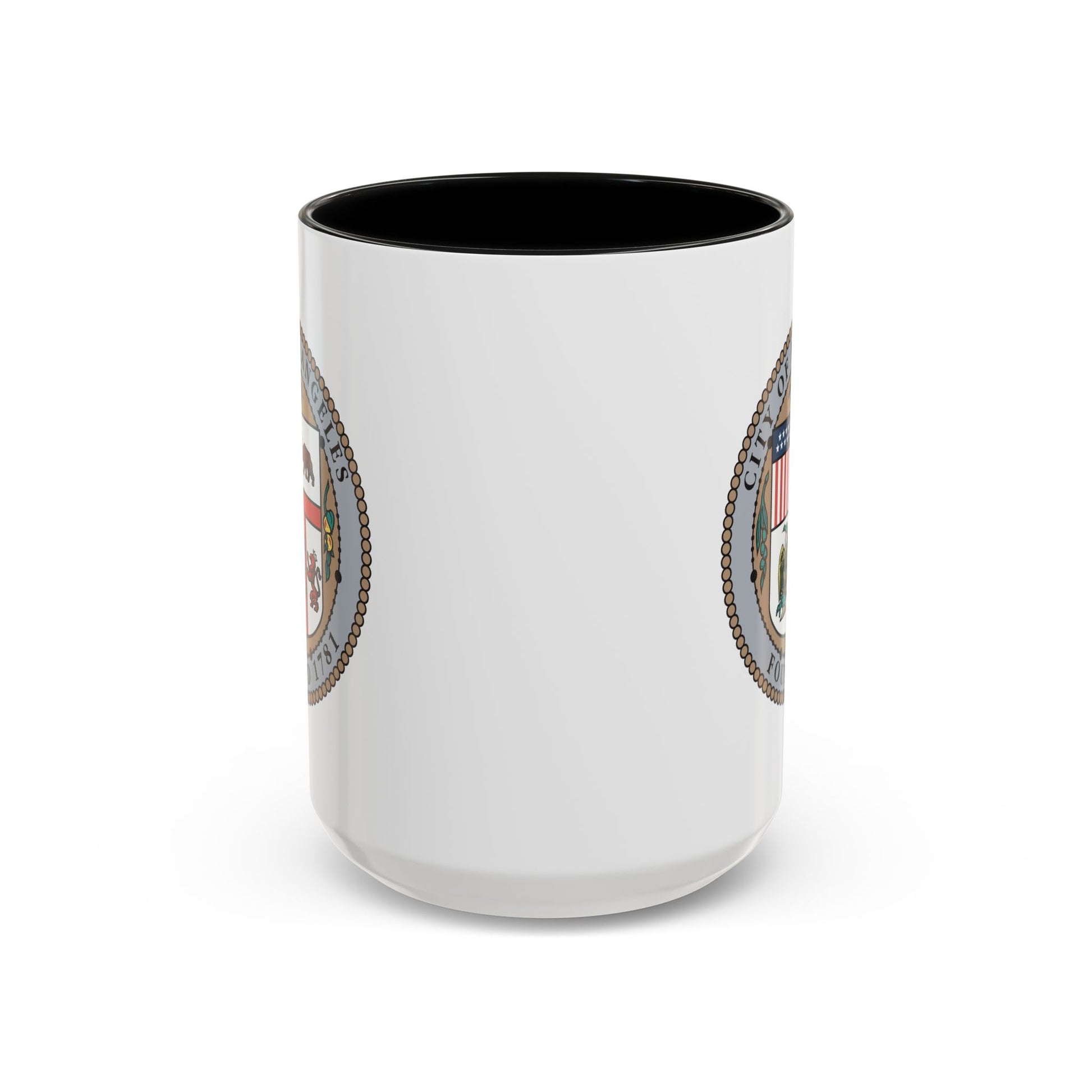 City of Los Angeles California Seal Coffee Mug - Double Sided Print, Black Accent White Ceramic, 15oz by TheGlassyLass.com