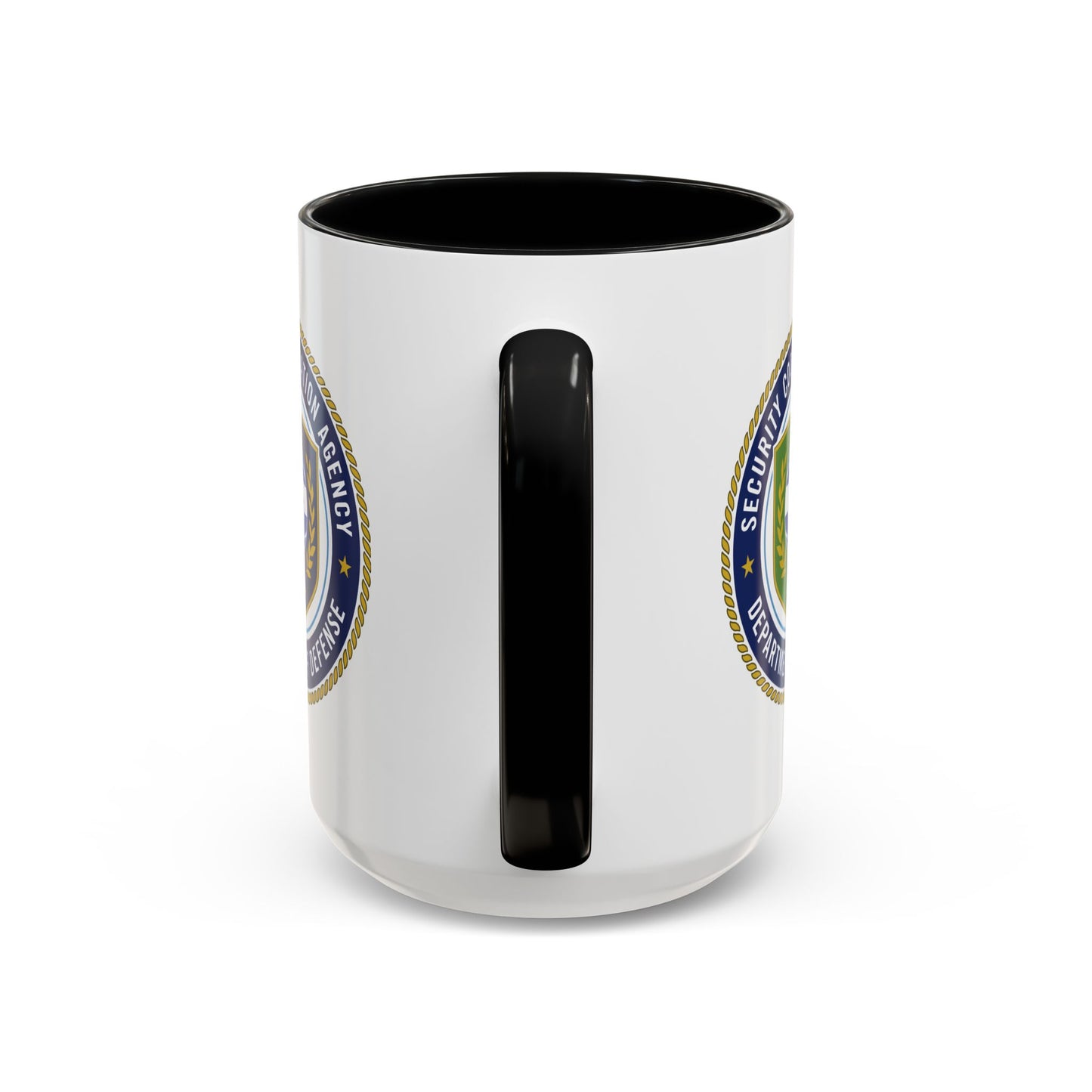 Defense Security Cooperation Agency Coffee Mug - Double Sided Print, Black Accent White Ceramic, 15oz by TheGlassyLass.com