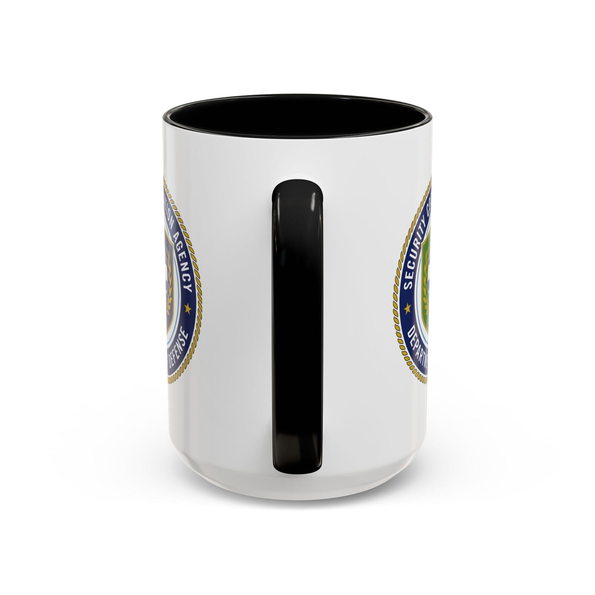 Defense Security Cooperation Agency Coffee Mug - Double Sided Print, Black Accent White Ceramic, 15oz by TheGlassyLass.com