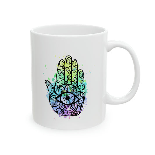 3rd Eye Coffee Mug - Double Sided White Ceramic 11oz by TheGlassyLass.com