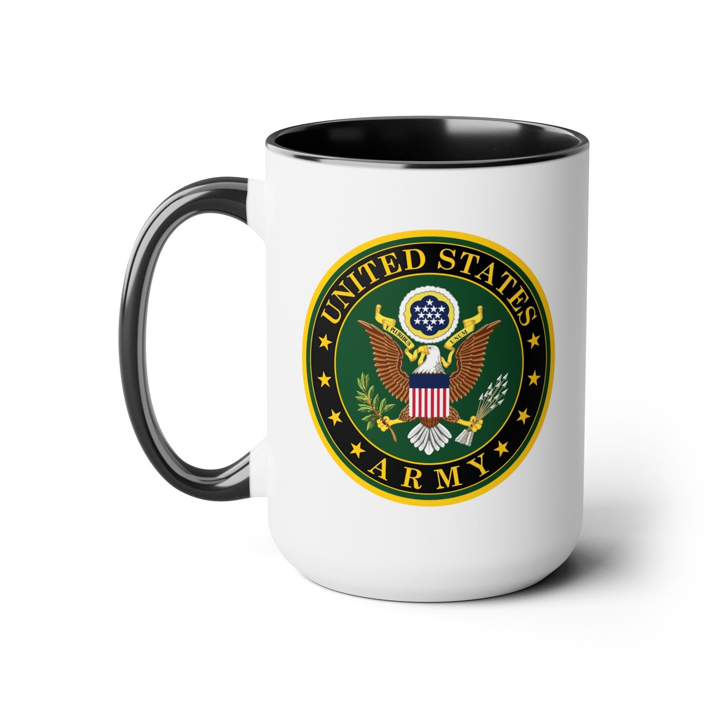 US Army Seal Coffee Mug - Double Sided Black Accent White Ceramic 15oz by TheGlassyLass.com