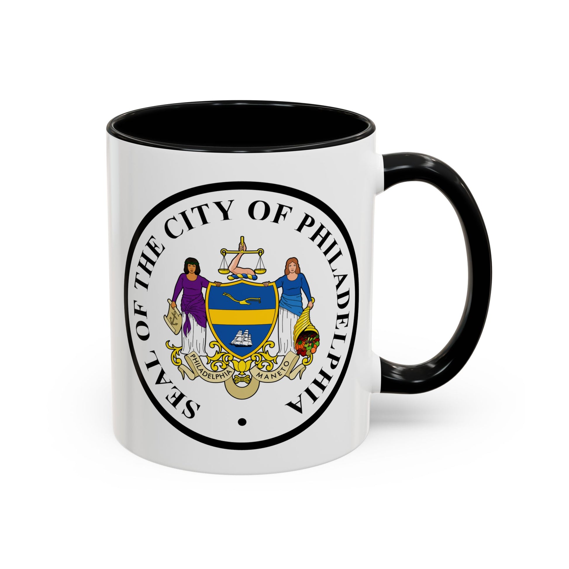 City of Philadelphia Seal Coffee Mug - Double Sided Print, White Ceramic, 15oz by TheGlassyLass.com