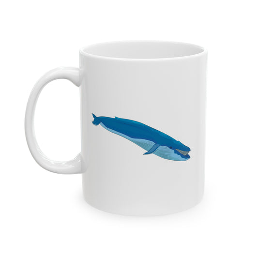 Blue Whale Coffee Mug - Double Sided White Ceramic 11oz by TheGlassyLass.com