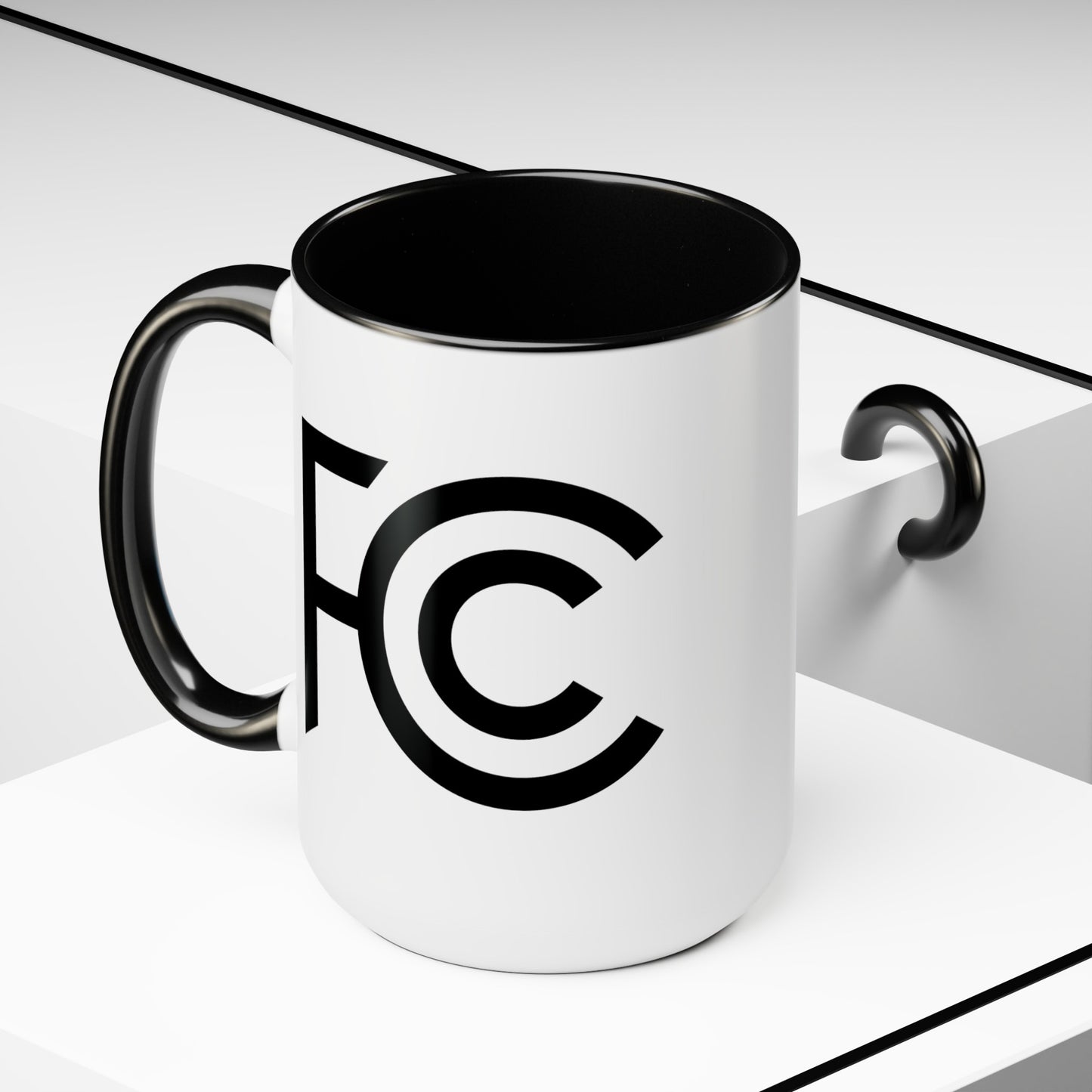 FCC Seal Coffee Mug - Double Sided Black Accent White Ceramic 15oz by TheGlassyLass.com