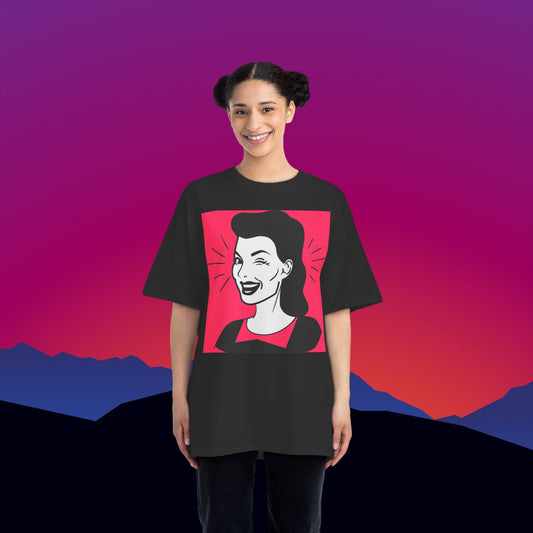 Winking Woman T-Shirt: (Hanes Beefy-T 100% Preshrunk Cotton Custom Printed by TheGlassyLass.com
