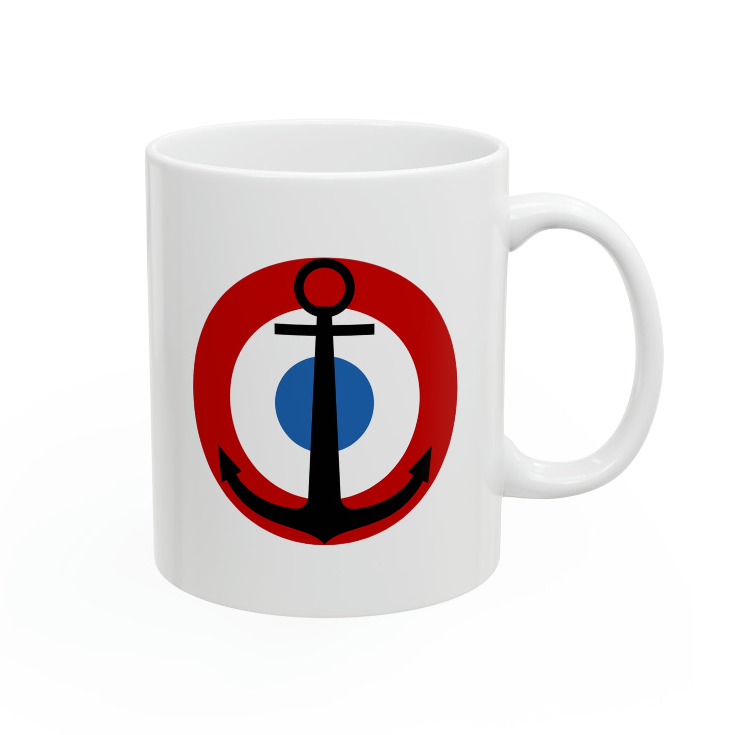 French Fleet Air Arm Roundel Coffee Mug - Double Sided White Ceramic 11oz - By TheGlassyLass.com