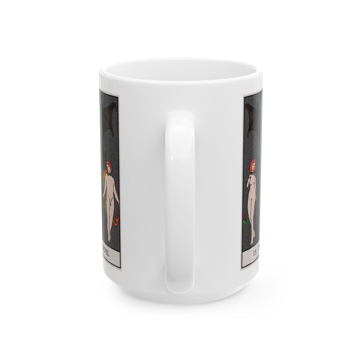 The Devil Tarot Card Coffee Mug - Double Sided White Ceramic 15oz by TheGlassyLass.com