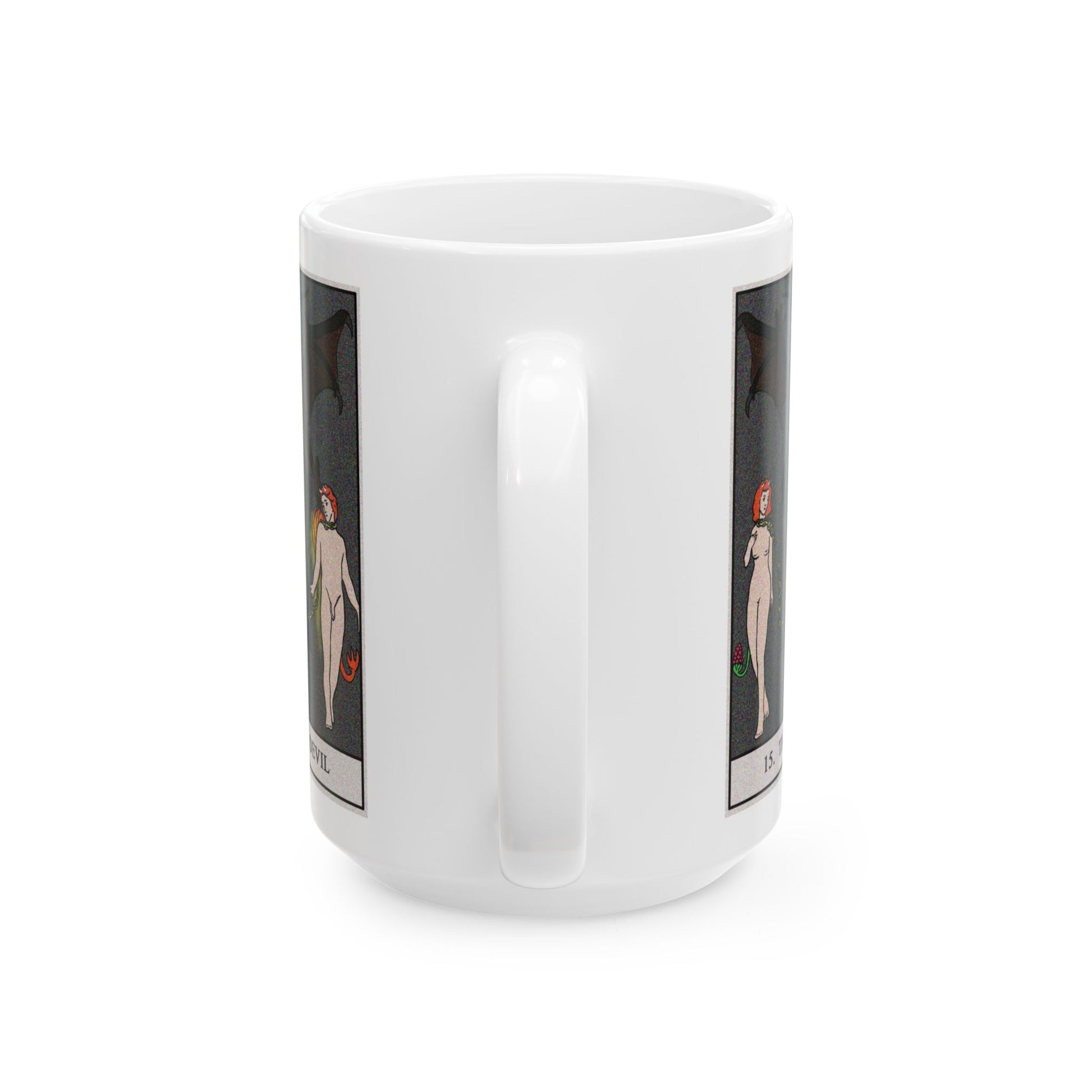 The Devil Tarot Card Coffee Mug - Double Sided White Ceramic 15oz by TheGlassyLass.com