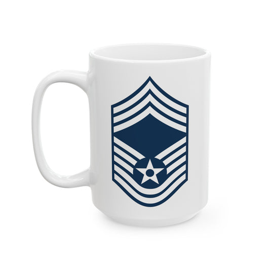 Air Force Chief Master Sergeant Stripes - Double Sided White Ceramic Coffee Mug 15oz by TheGlassyLass.com