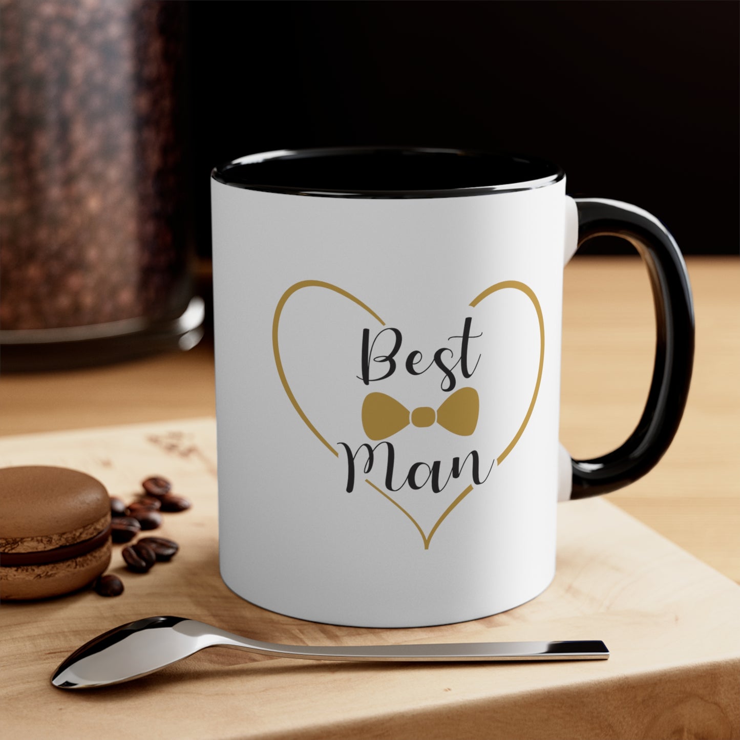 Best Man Coffee Mug - Double Sided Black Accent Ceramic 11oz by TheGlassyLass.com