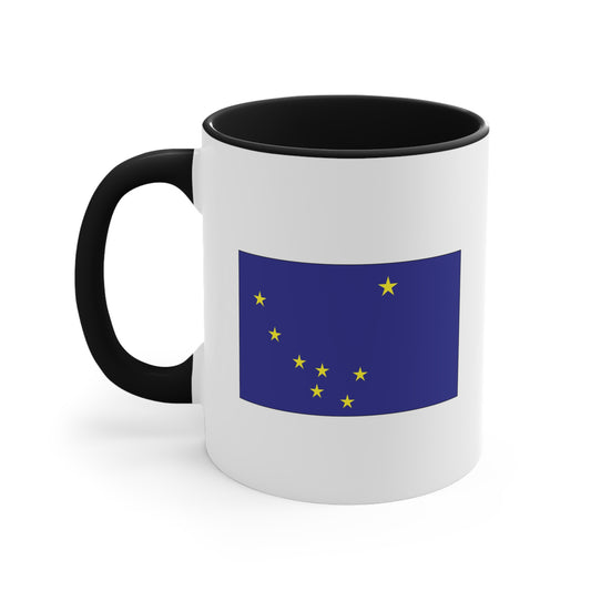 Alaska State Flag - Double Sided Black Accent White Ceramic Coffee Mug 11oz by TheGlassyLass.com