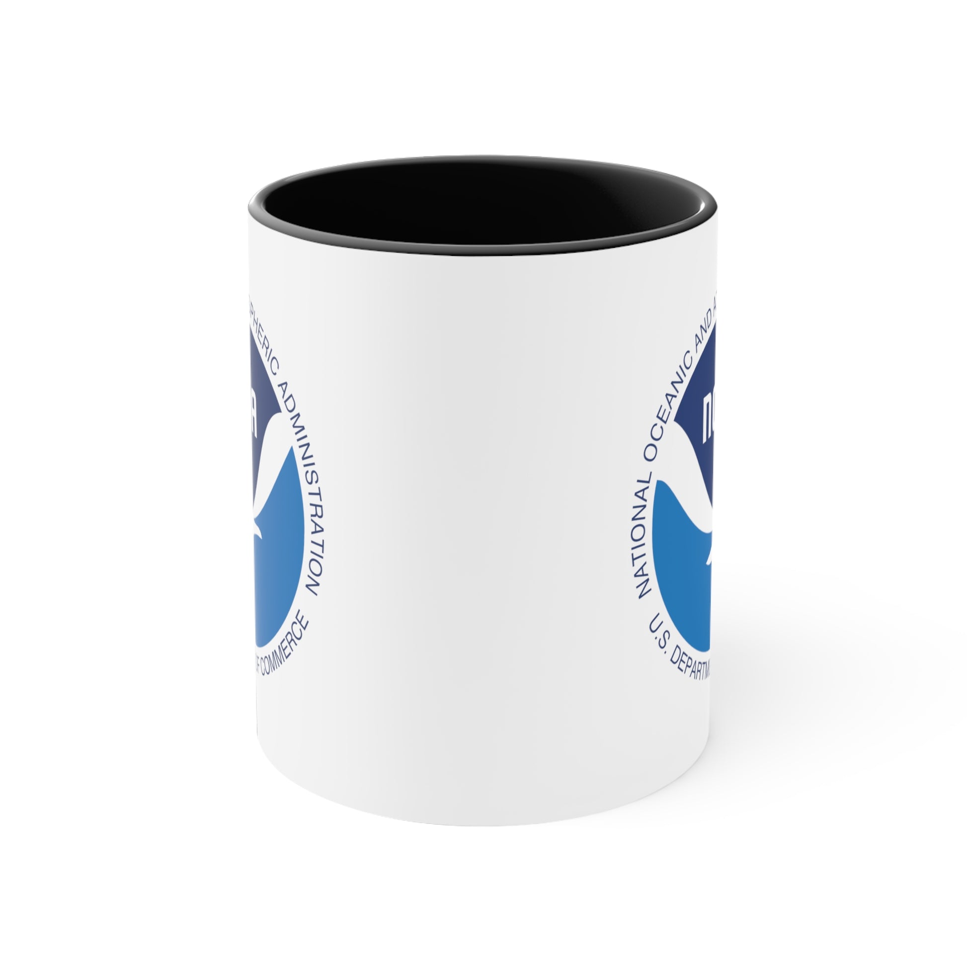 NOAA Logo Coffee Mug - Double Sided Black Accent White Ceramic 11oz by TheGlassyLass