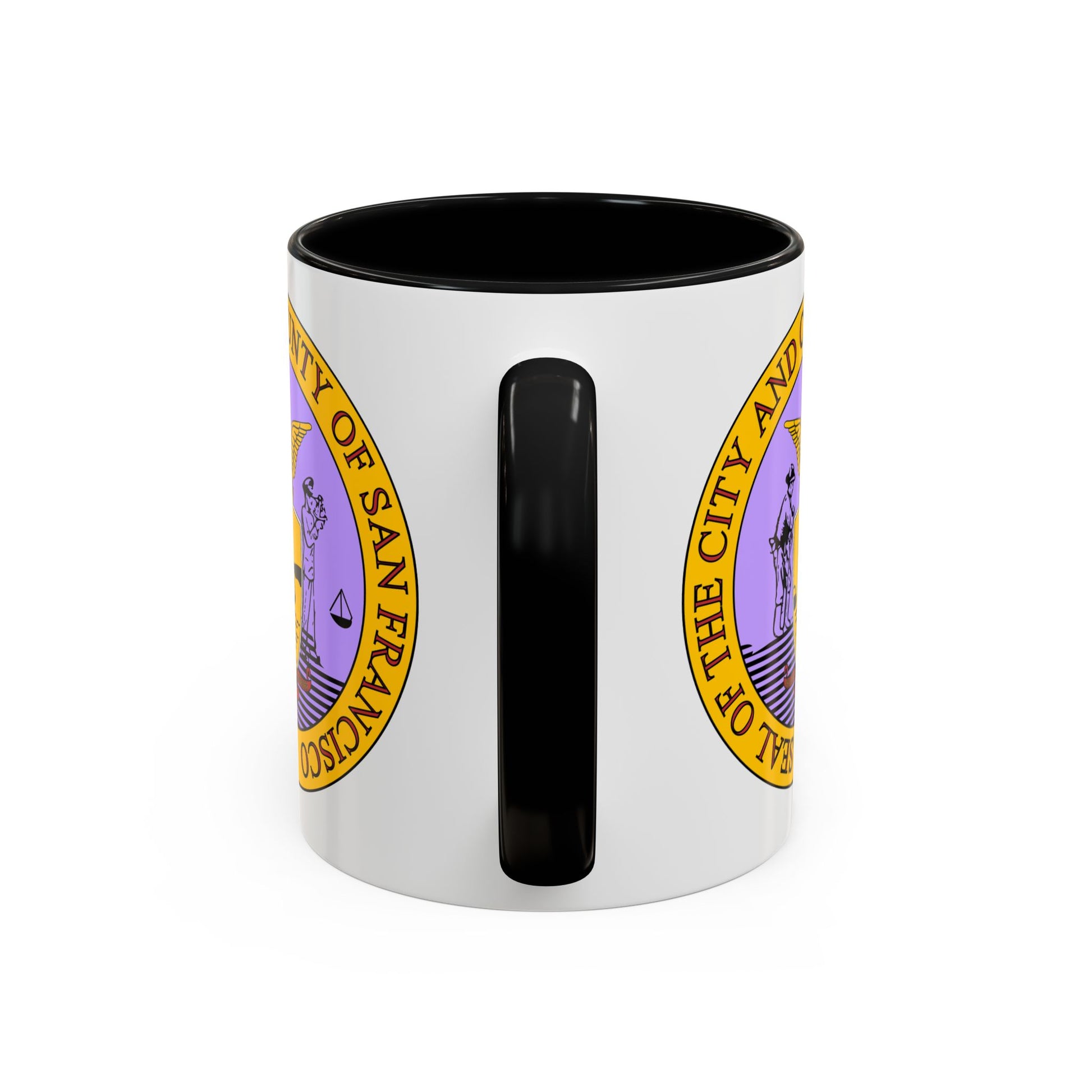 San Francisco City / County Seal Coffee Mug - Double Sided Print, Black Accent White Ceramic, 11oz by TheGlassyLass.com
