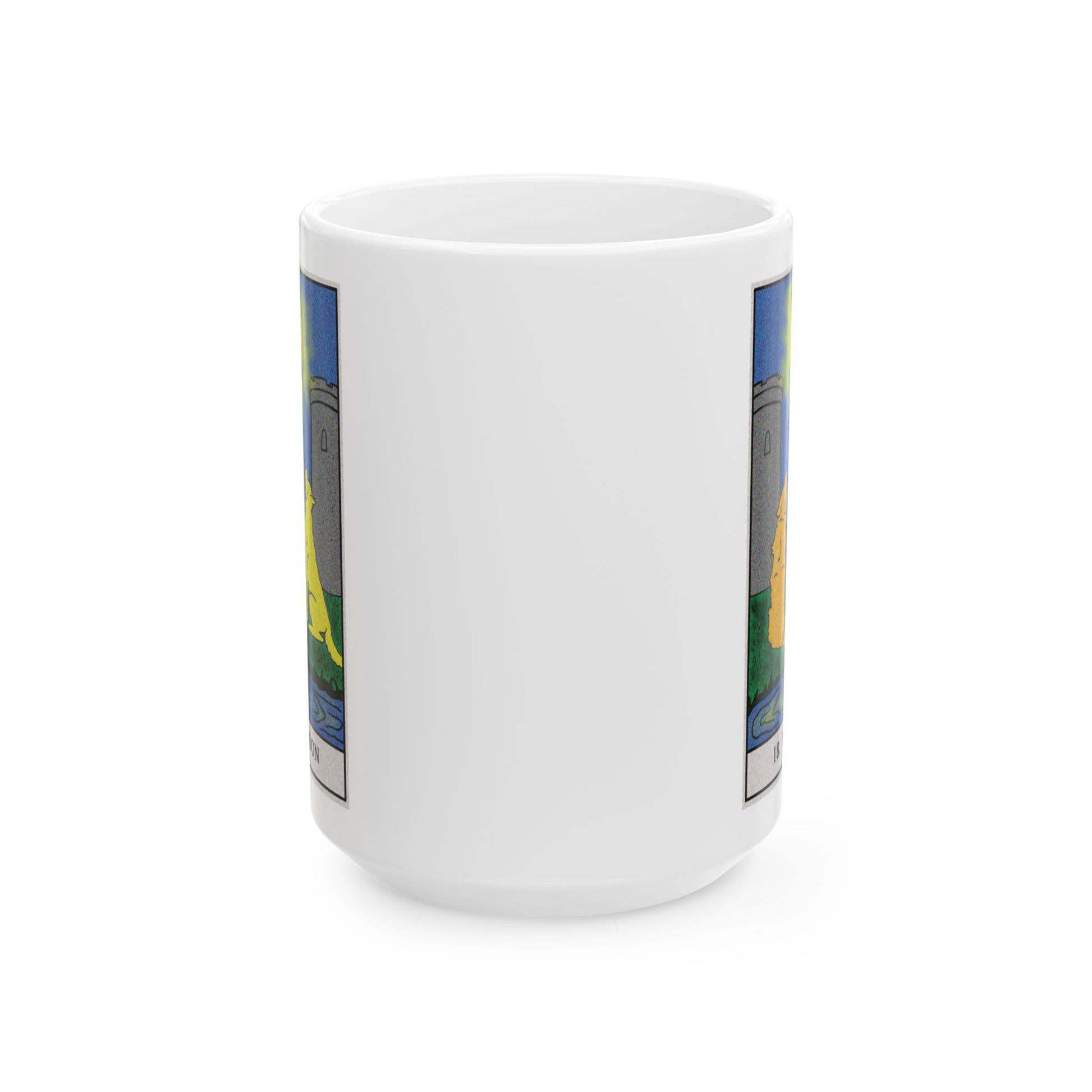 The Moon Tarot Card Coffee Mug - Double Sided White Ceramic 15oz by TheGlassyLass.com